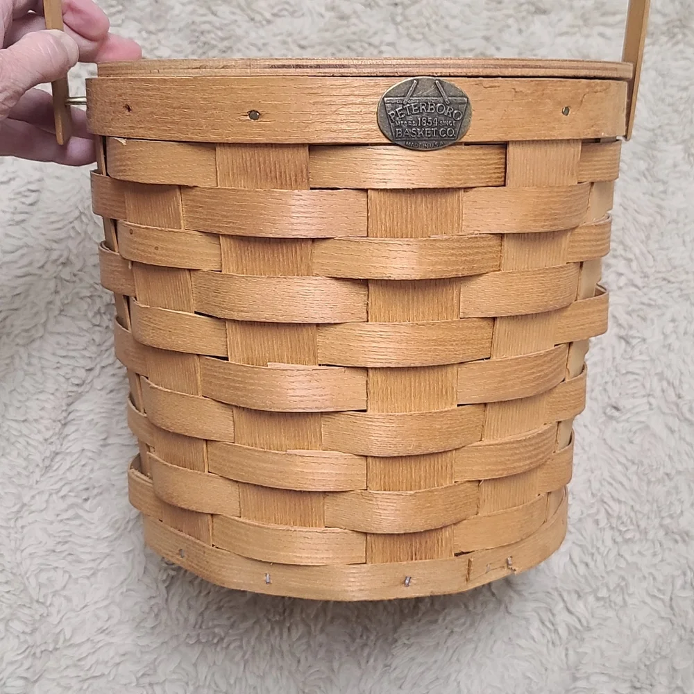 Peterboro Woven Basket Ice Bucket with Handle, Vintage